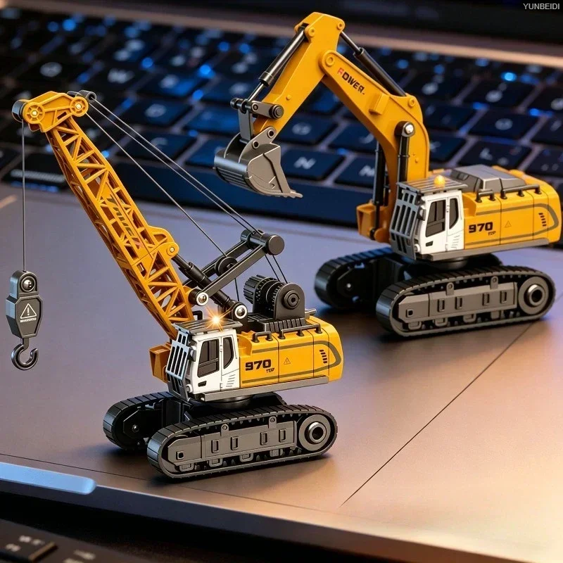 Kids Outdoor Excavator - 1:64 RC Mini-Legierungsauto Gabelstapler Kran Bagger