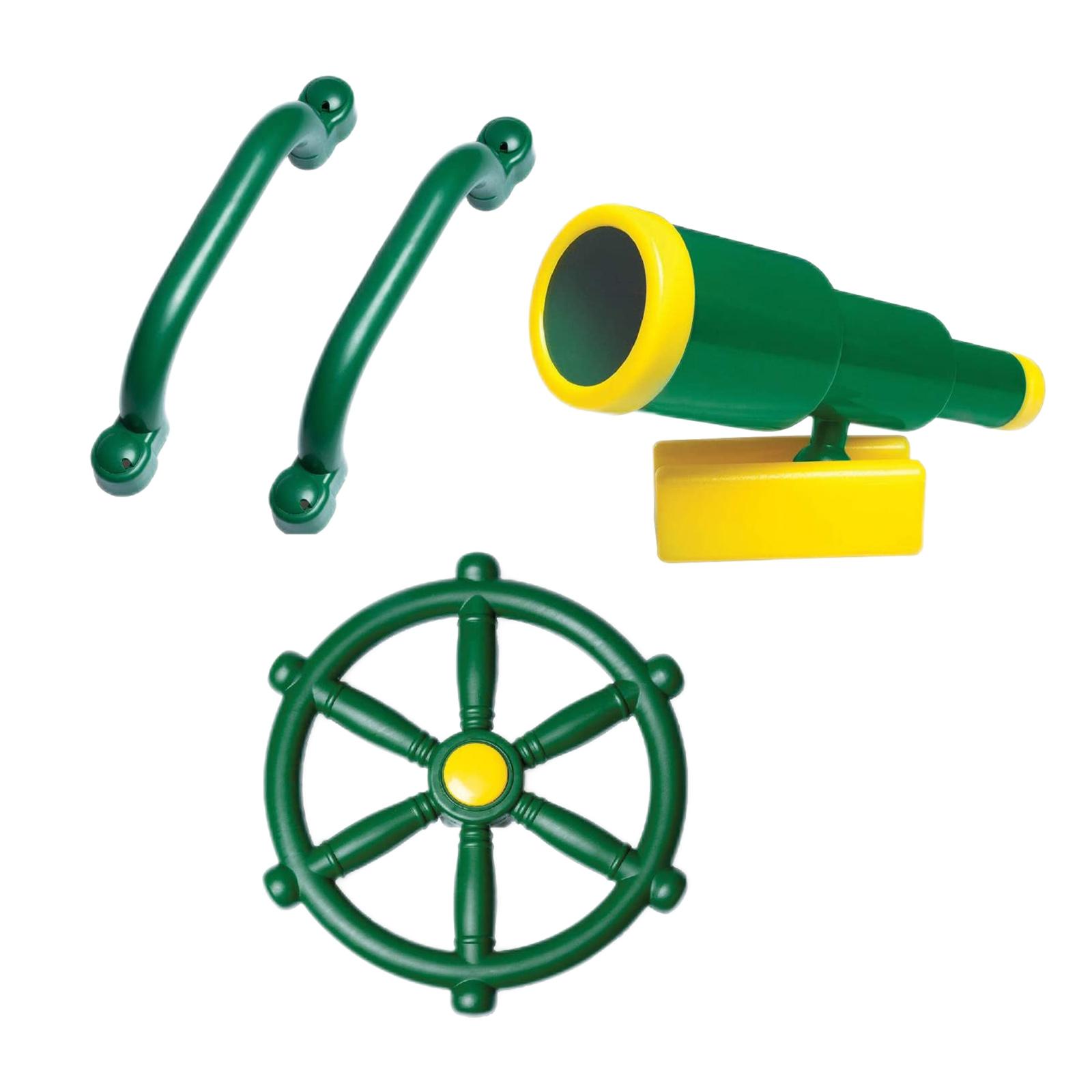 Kids Outdoor Jungle Gym With Slide - Outdoor-Kinderlenkrad-Spielzeug, Piratenschiff-Lenker und Teleskop für Spielplatz,