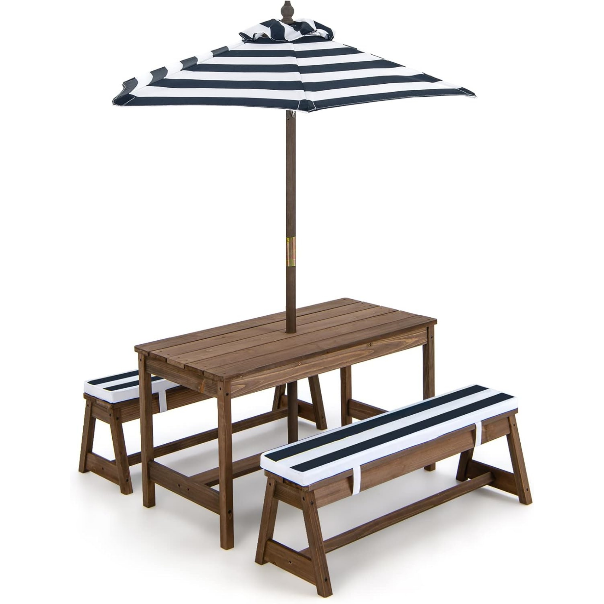 Kids Outdoor Bench - Kinder-Picknicktisch mit Sonnenschirm, klappbar, Garten-Holztisch- und