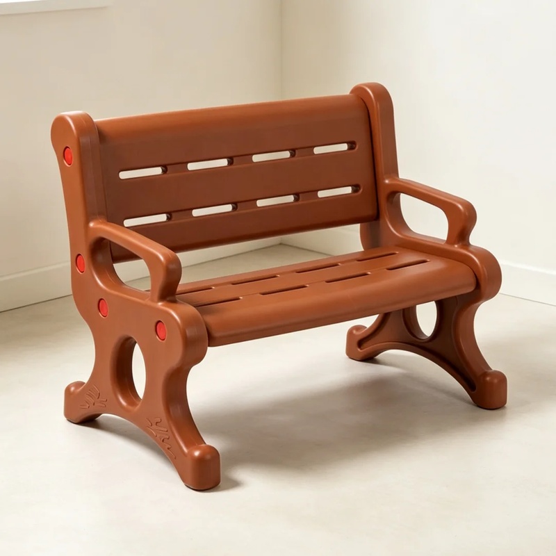 Kids Outdoor Bench - Farbige Indoor-Outdoor-Kinder-Doppelbank aus Kunststoff mit Armlehnen,