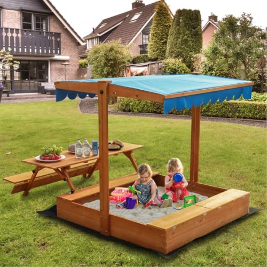 Kids Outdoor Bench - Garten-Sandkasten aus Holz für Kinder mit