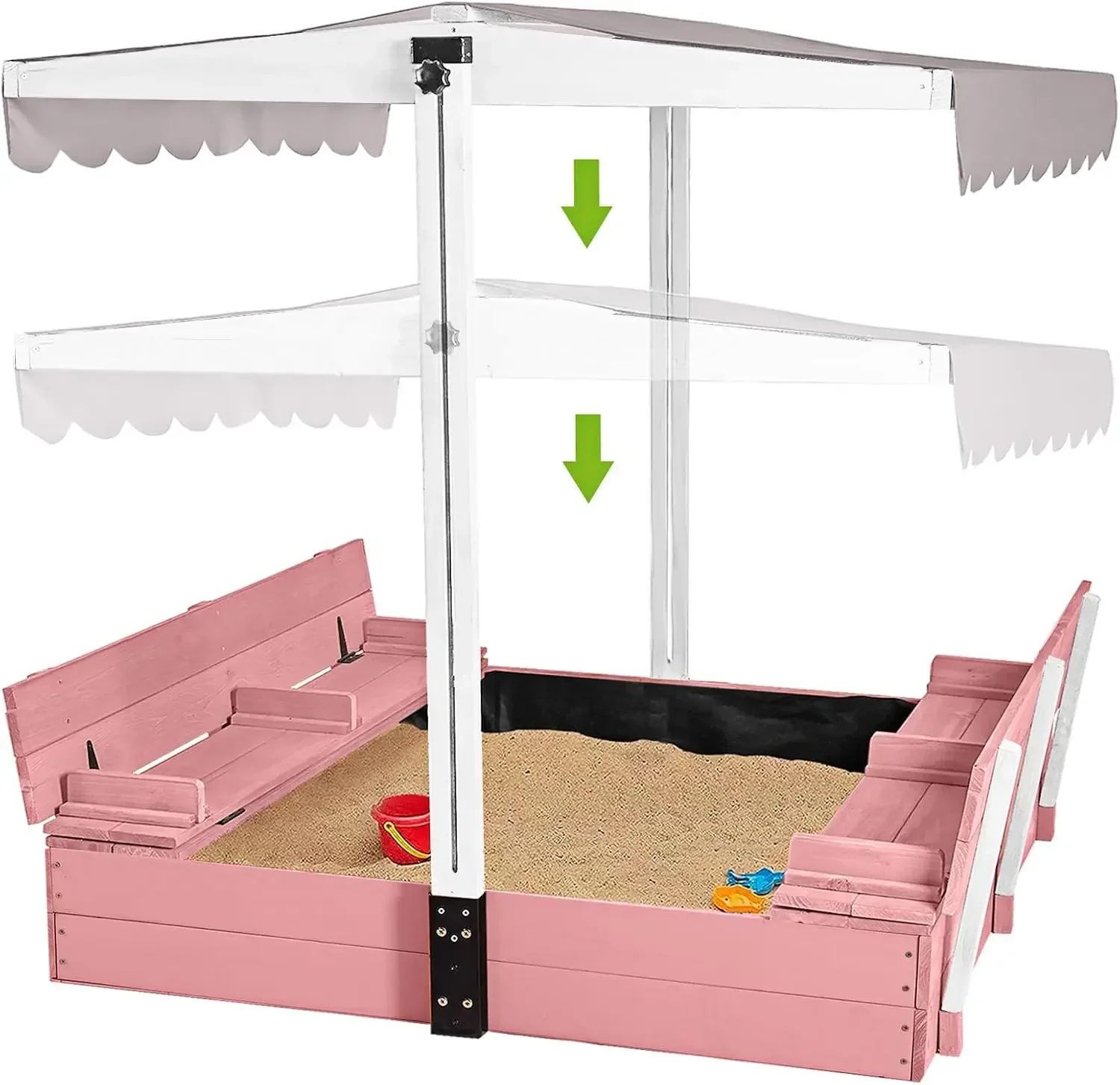 Kids Outdoor Bench - Kinder-Holz-Sandkasten für den Außenbereich mit Überdachung,
