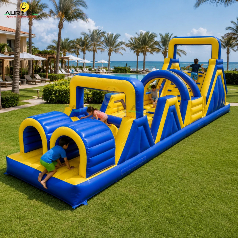 Kids Outdoor House With Slide - Neuer Stil Aufblasbarer Hüpfparcours Outdoor-Hüpfburg Kinder-Hindernisstrecke