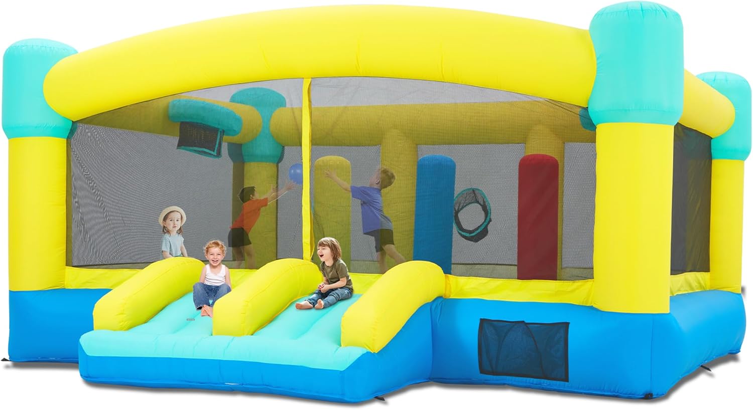 Kids Outdoor House With Slide - Große Hüpfburg, 15 x 14,8 FT