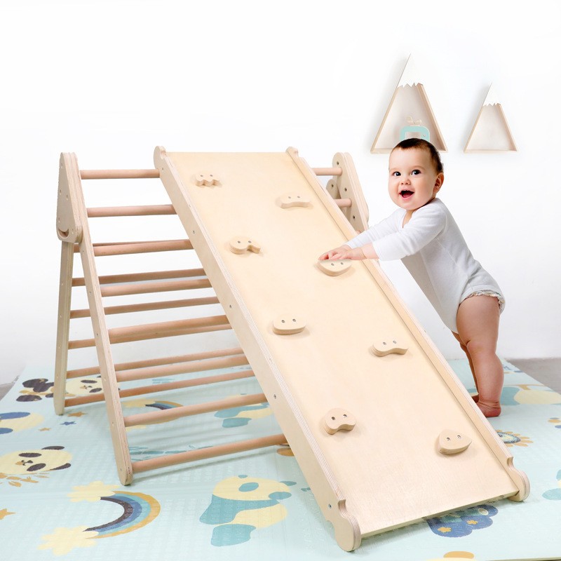 Kids Outdoor Jungle Gym With Slide - Dschungelgym für Kinder, Übergroßer Outdoor-Holz-Dschungelgym, Kindergarten-Spielplatz,