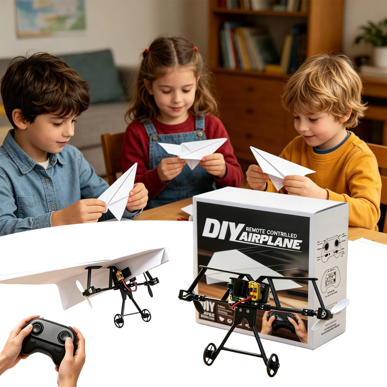 Kids Outdoor Exercise Equipment - DIY RC Papierflugzeug-Bausatz Flugzeugspielzeug mit Gyro-Stabilisator