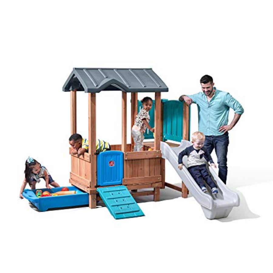 Kids Outdoor Swing Set With Slide - Woodland Adventure Spielhaus & Rutsche, Kinder-Spielset
