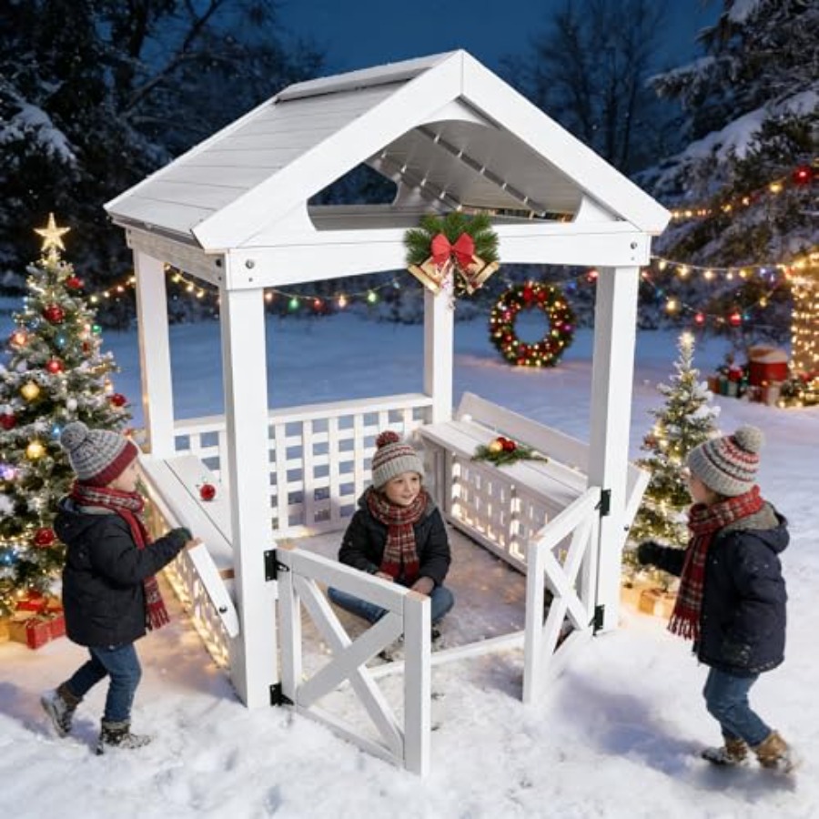 Kids Outdoor Bench - Outdoor-Holzspielhaus für Kinder von 2-8 Jahren,