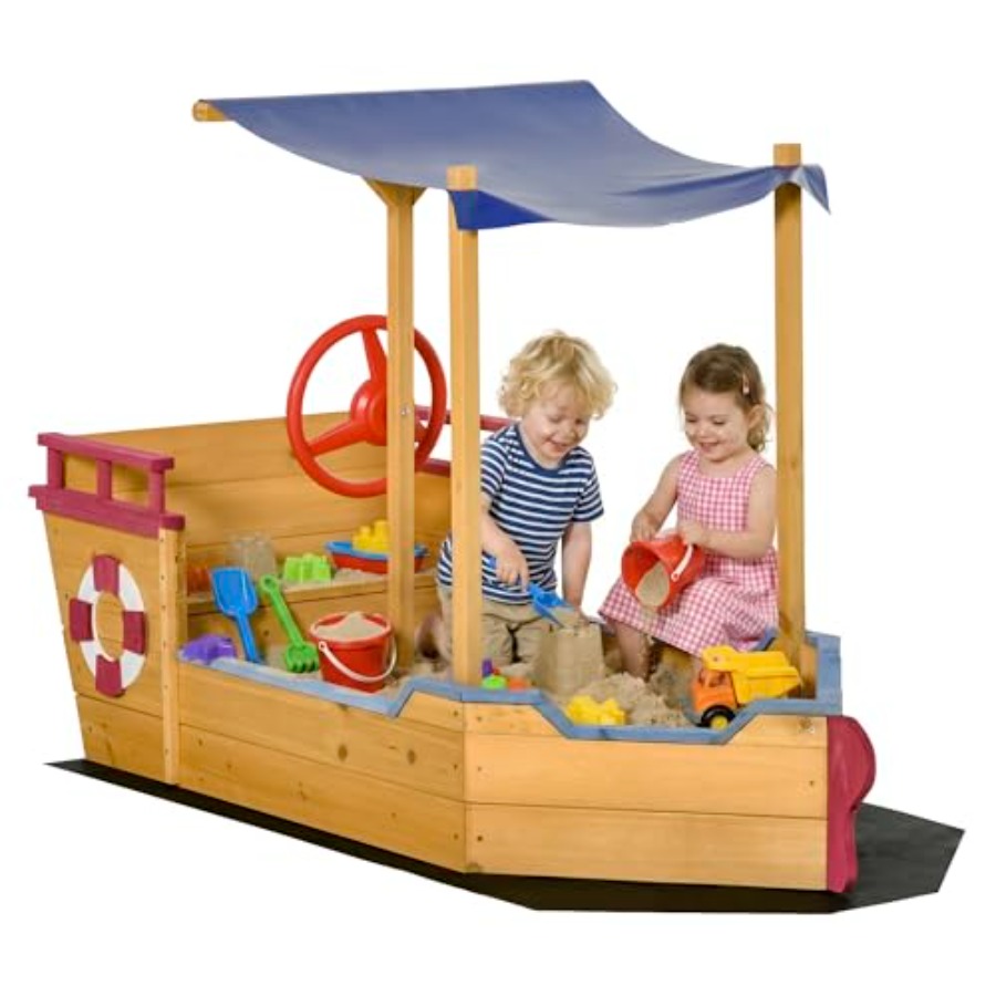 Kids Outdoor Bench - Outdoor-Sandkasten für Kinder in Schiffsform aus