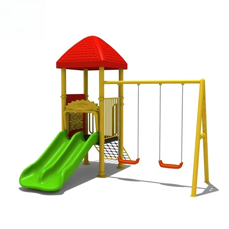 Kids Outdoor Swing Set With Slide - Stahlspielgeräte, Kompositschaukeln, Kunststoffrutschenset, Outdoor-Vergnügungspark für Kindergärten,