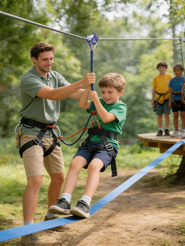 Kids Outdoor Zipline - Outdoor-Seilrutsche mit Rollensystem, Schnellaufbau, Hochleistungs-Trolley-Slider, Seilrutsche