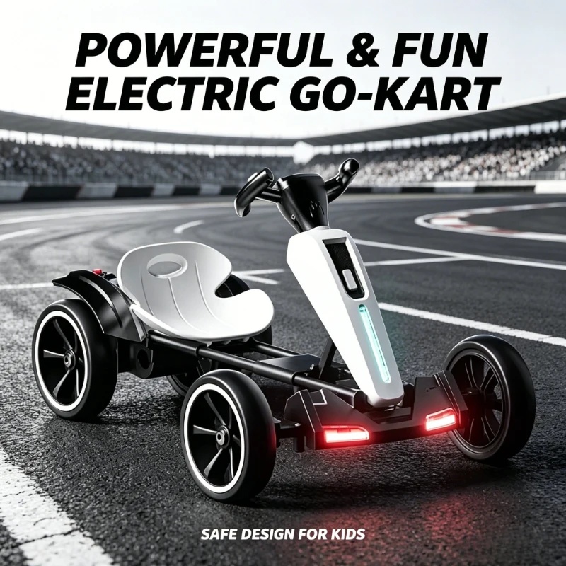 Kids Outdoor Ride On - Faltbares Elektro-Go-Kart für Kinder mit LED-Beleuchtung,
