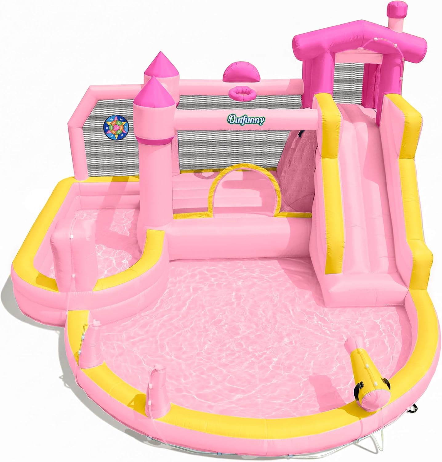 Rosa Aufblasbare Wasserrutsche – Kids Outdoor House With Slide Bewertung und Preis