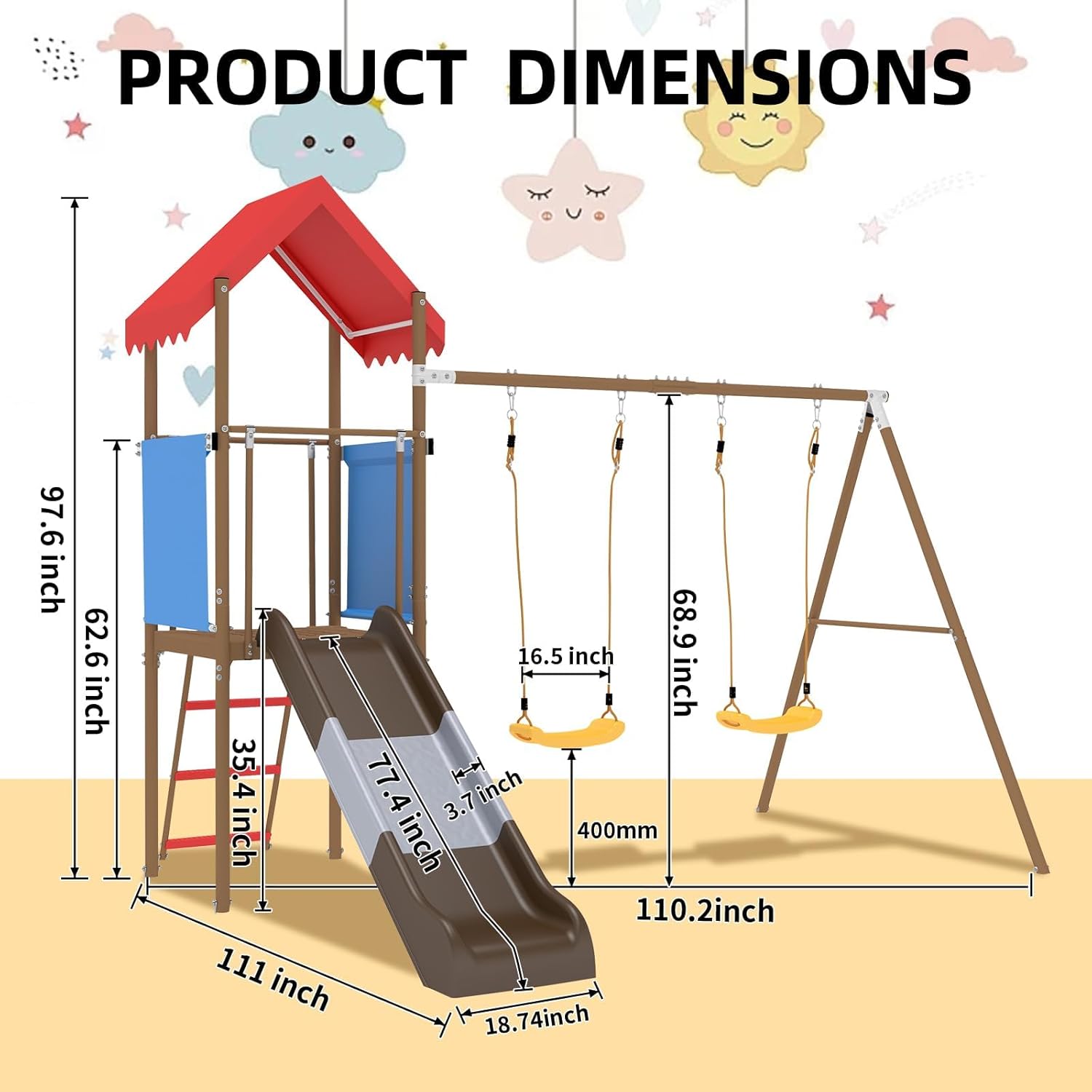 Metall-Schaukelset für Kinder  – Kids Outdoor Swing Set With Slide Bewertung und Preis