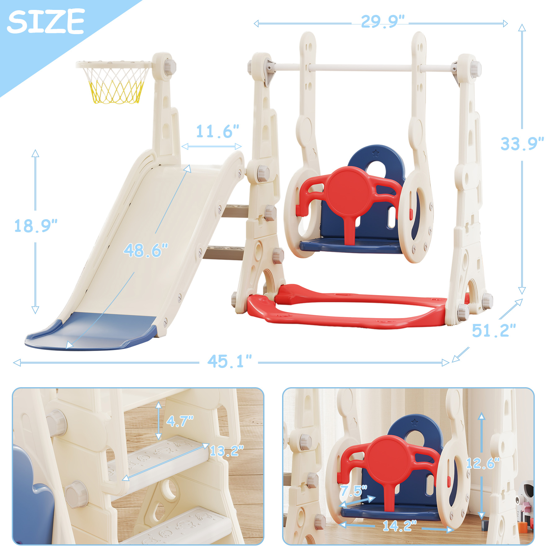 4-in-1 Rutsche und Schaukel-Se – Kids Outdoor Swing Set With Slide Bewertung und Preis