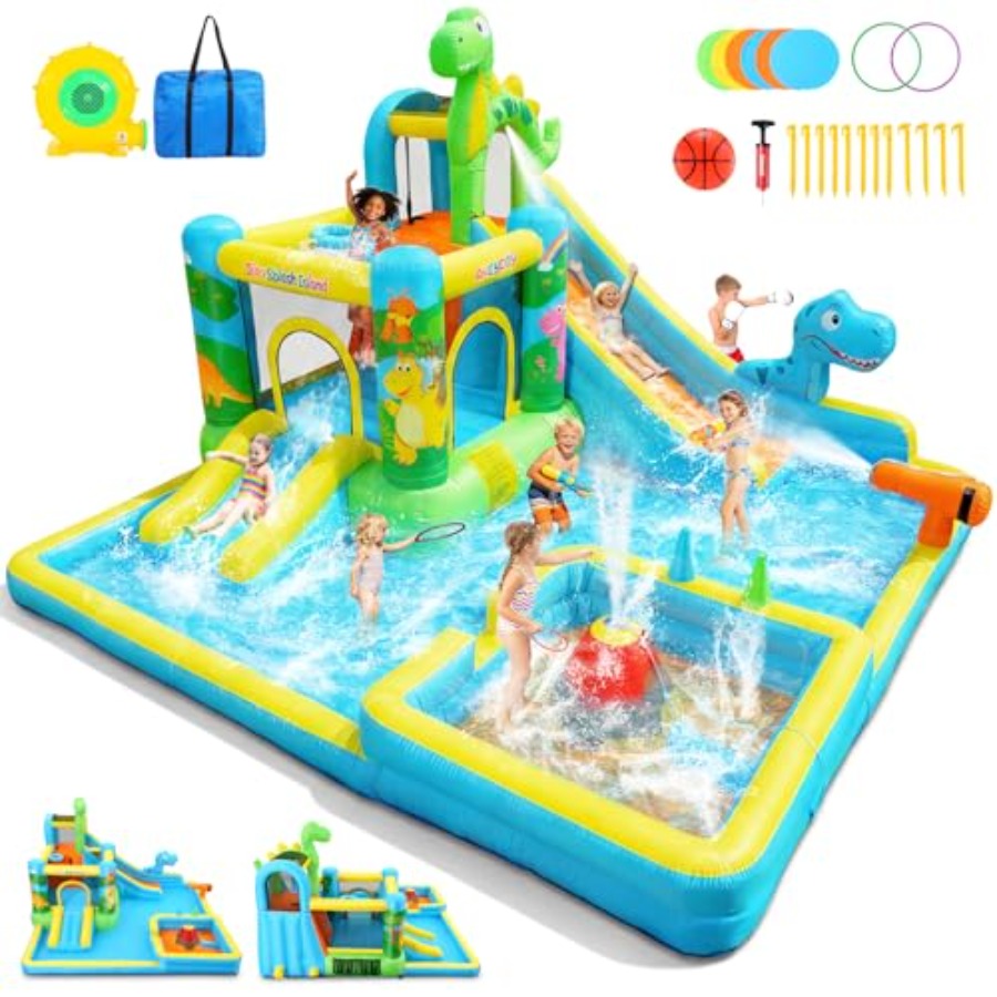 Aufblasbare Wasserrutsche für  – Kids Outdoor House With Slide Bewertung und Preis