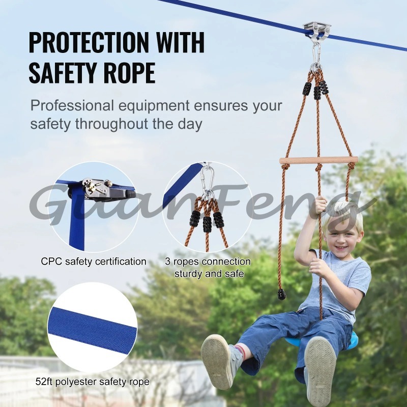 52 Fuß Seilrutschen-Set für Er – Kids Outdoor Zipline Bewertung und Preis