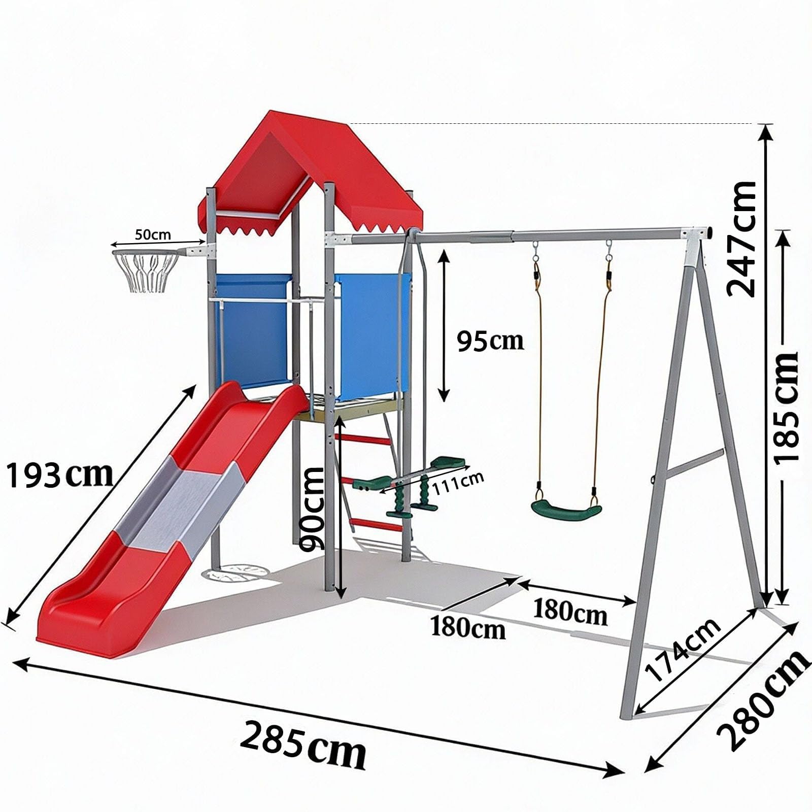 5-in-1 Metall-Schaukelset mit  – Kids Outdoor Swing Set With Slide Bewertung und Preis