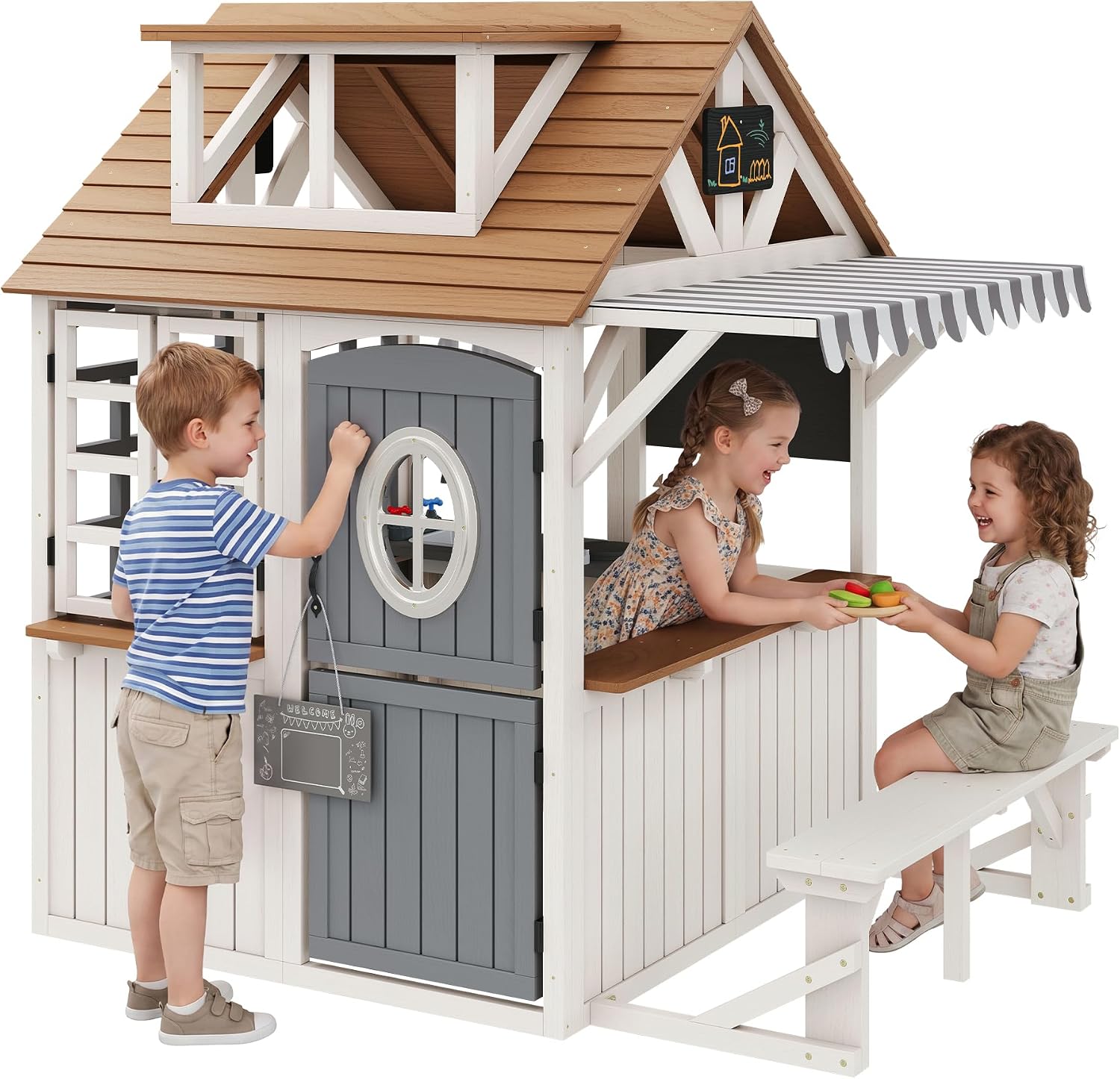 Albott Outdoor-Holzspielhaus f – Kids Outdoor Bench Bewertung und Preis